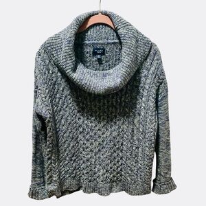 American Eagle Women’s Sz M Cowl Neck Cable Knit Sweater Stretchy Chunky
